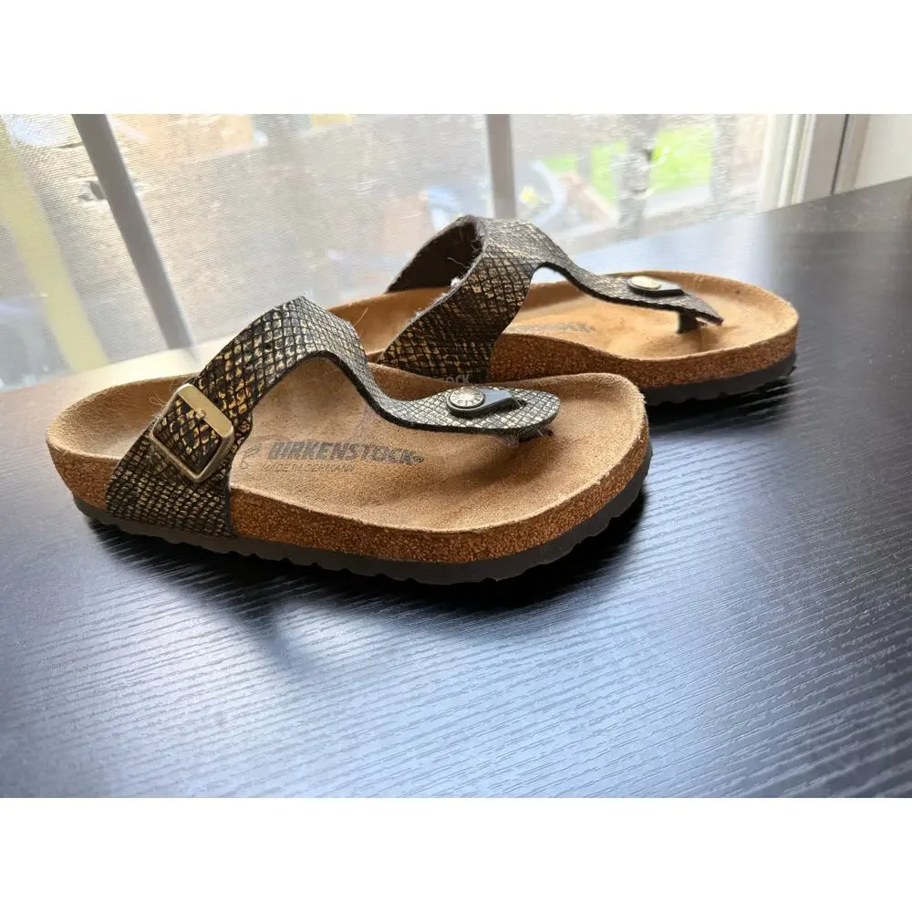 Birkenstock Gizeh Sandals Brown Metallic Snake Print Women’s Size 36 US 5 - Picture 4 of 7